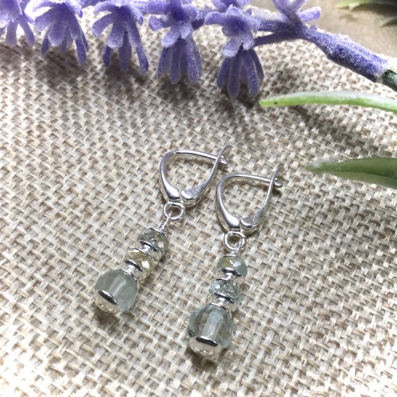 Minimalist Aquamarine And Sterling Silver Earrings - Picture 1 of 8